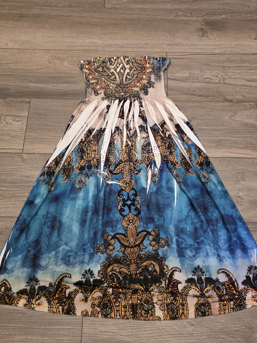 Vintage Y2K Christina Love Rhinestone Paisley Halter Dress Fairycore Bohemian